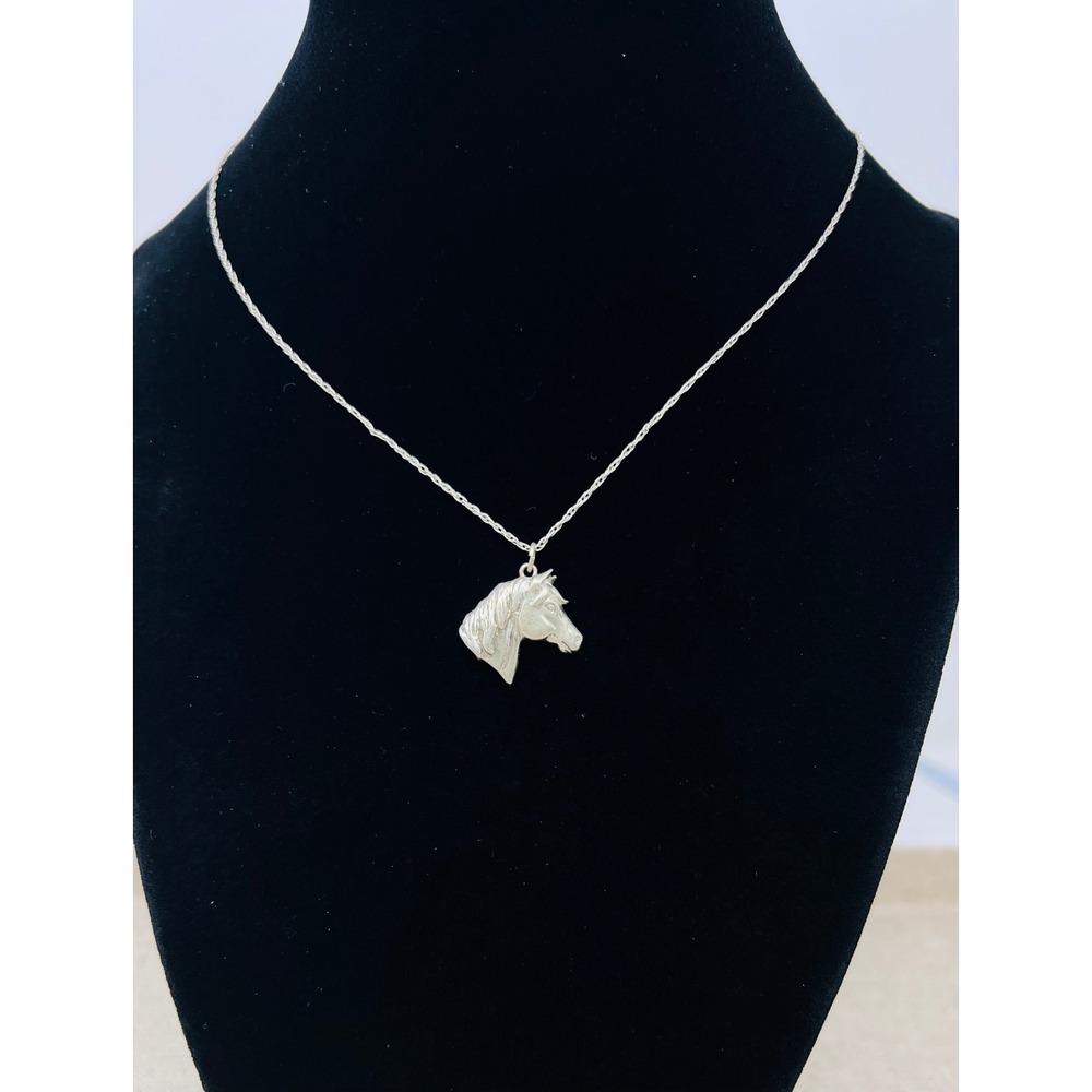 Wheeler mfg co Sterling Silver Horse Head Rope Chain Equestrian Necklace 18 Inch